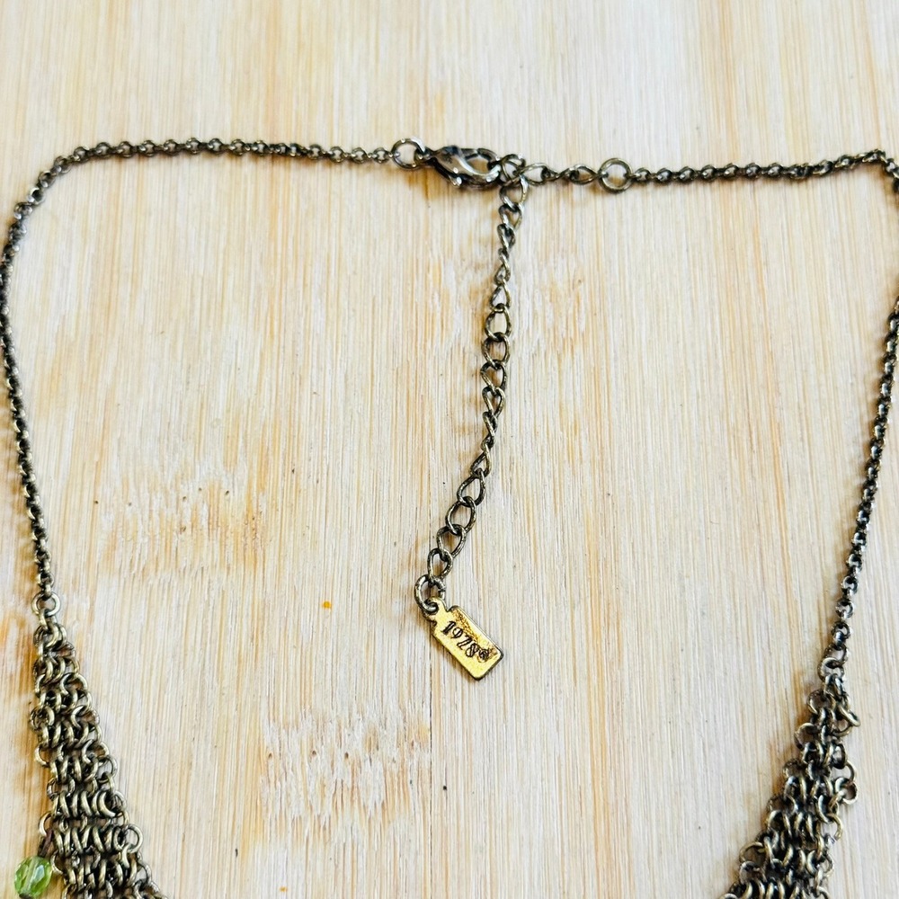 Victorian Style Necklace VTG 1928 Co Mesh Glass Beads Gold Regency Art Deco 19" - Picture 5 of 6